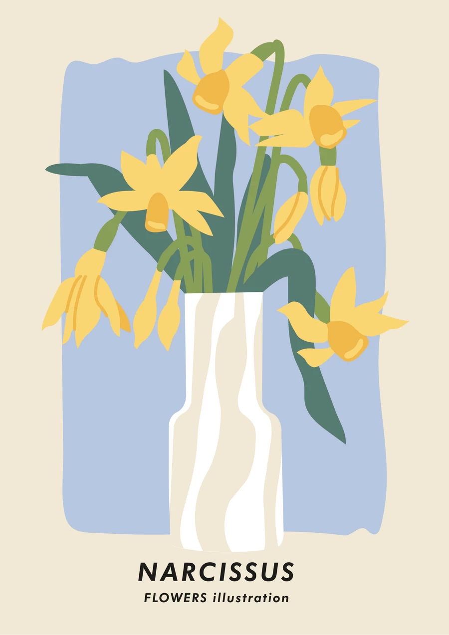 手绘小清新北欧花朵植物花卉插画海报封面画芯装饰AI矢量设计素材【024】
